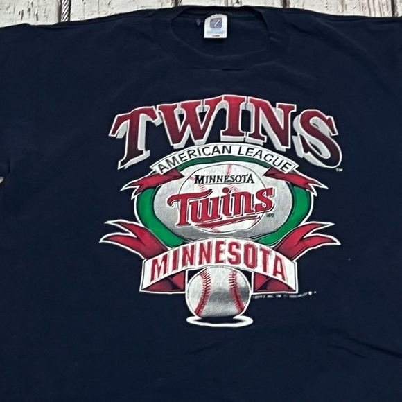Vintage 90s Minnesota Twins MLB Baseball 1990s Logo 7 Tee Tshirt - Picture 2 of 8